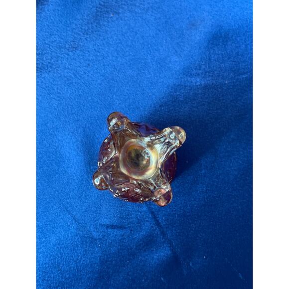 Vintage Carnival Glass Marigold Fan and Feather Footed Toothpick Holder - Picture 5 of 6